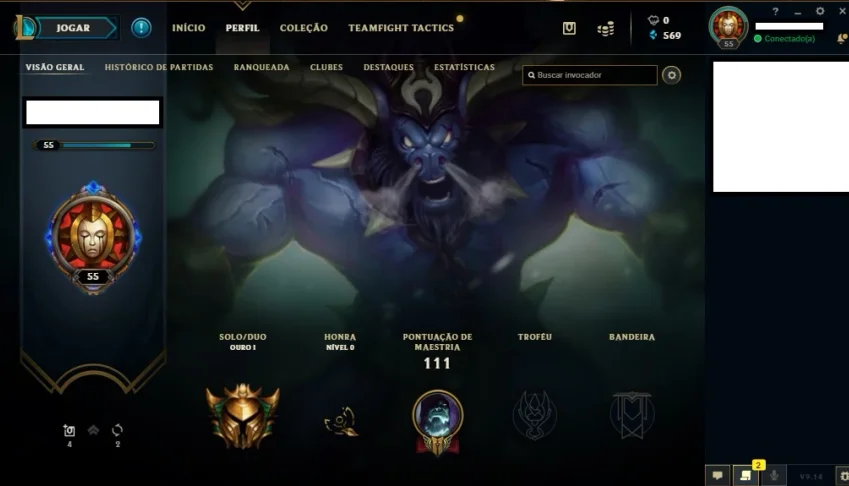 Conta league of legends Gold 1, level 55