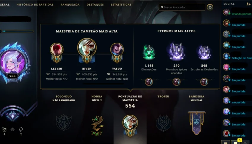 Combo de contas LOL