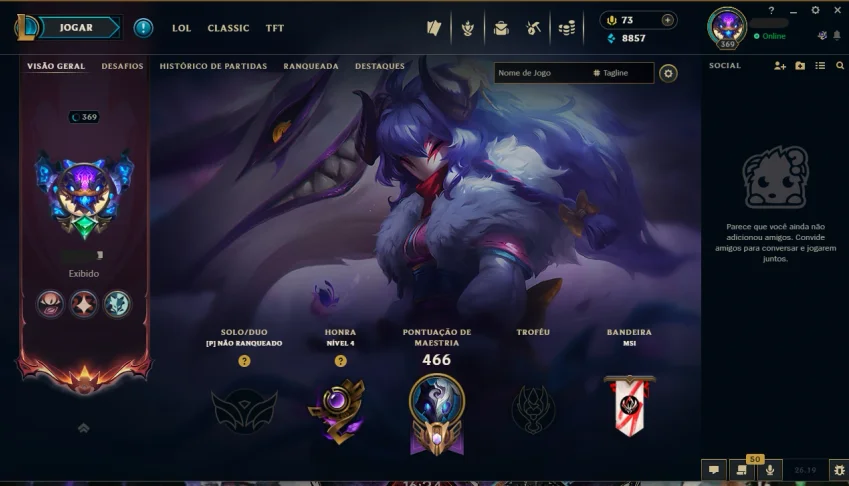 SEM ELO - lv 369 e todos os Champs e 208 Skins (JG / MID)