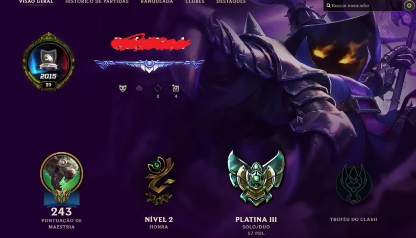 CONTA LEAGUE OF LEGENDS - PLATINA 3 (BORDA DIAMANTE)