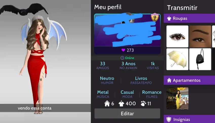 Conta de avakin nível 18