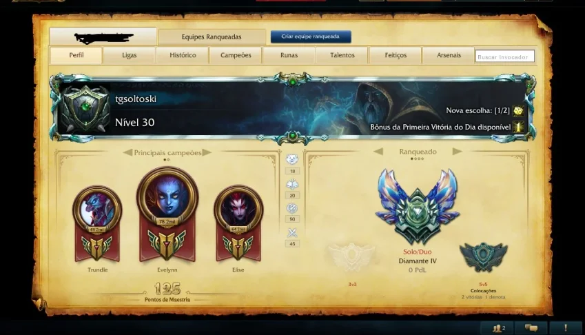 VENDO CONTA DE LOL DIAMANTE 5 ALGUMAS SKIN 37 CHAMPIONS