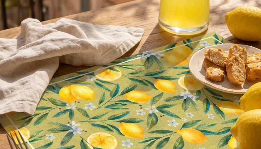 Jogo Americano de Papel Premium Limão Siciliano | Mesa Posta