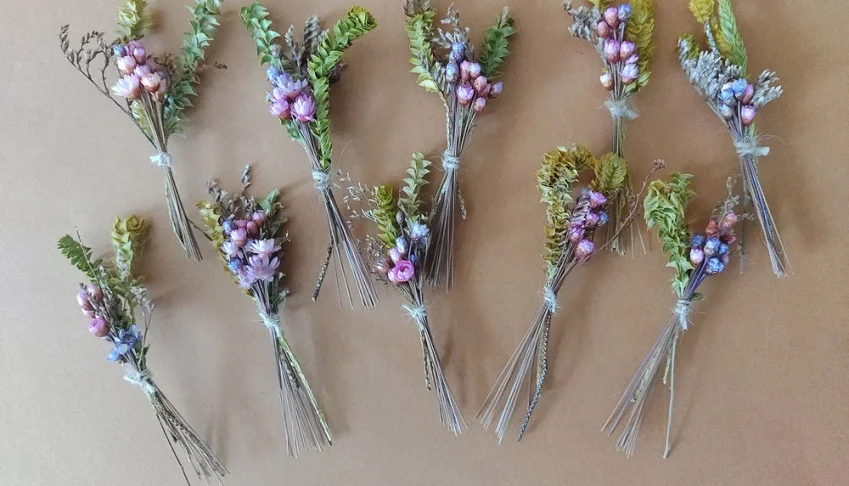 Kit Mini Buque com Flores Desidratadas - Lilás