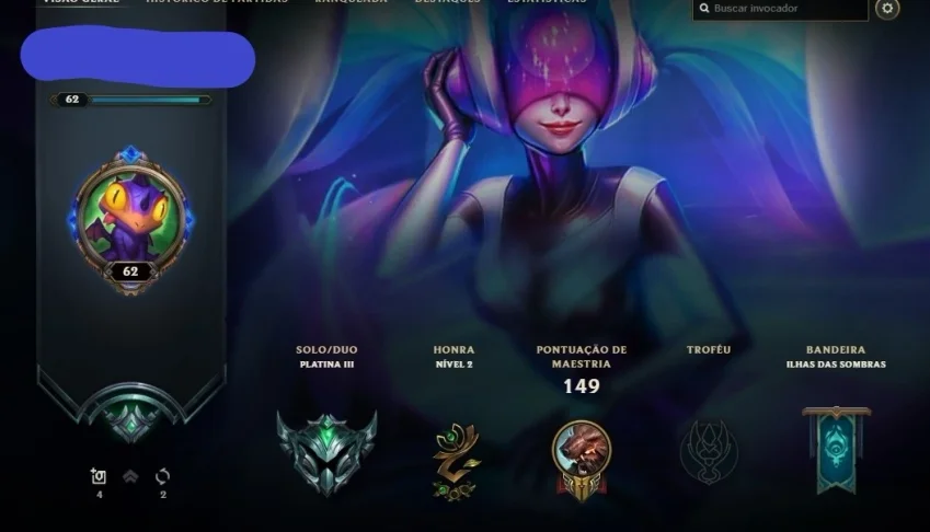Conta plat 3 | level 62 | 52 champs | 21 skins 3 ultimate