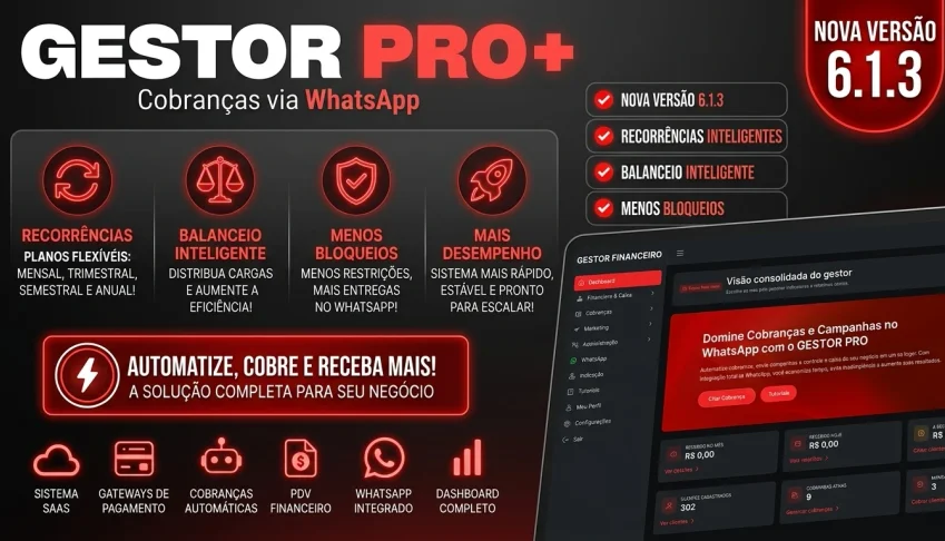 Gestor PRO+ | Sistema de Cobranças para WhatsApp