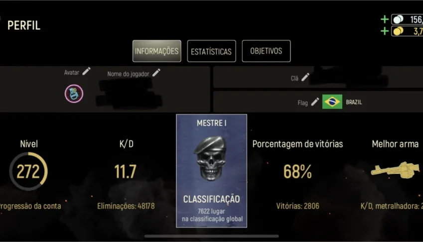 conta tacticool Lvl 272, passe de clan ativo e club ativo