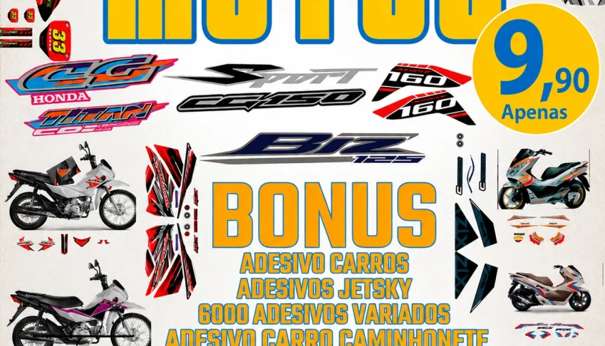 Pacote Completo com 1.500 Adesivos Editáveis para Motos!