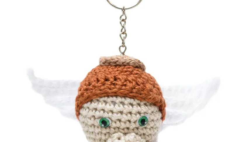 Chaveiro Carinha de Anjo em Amigurumi