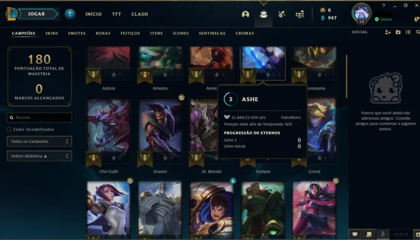 Conta Gold 2 46 champs 5 skins