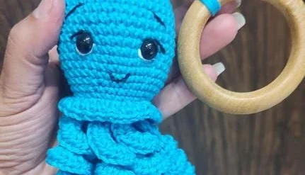 Amigurumi Chocalho Polvo Azul