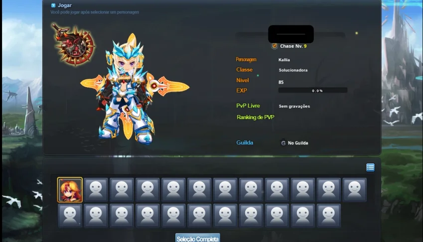 Conta do Grand Chase Classic  Personagem Kallia LEV 85