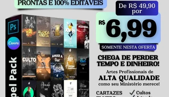 Pack Gospel 1200 Artes para Igrejas e Ministérios