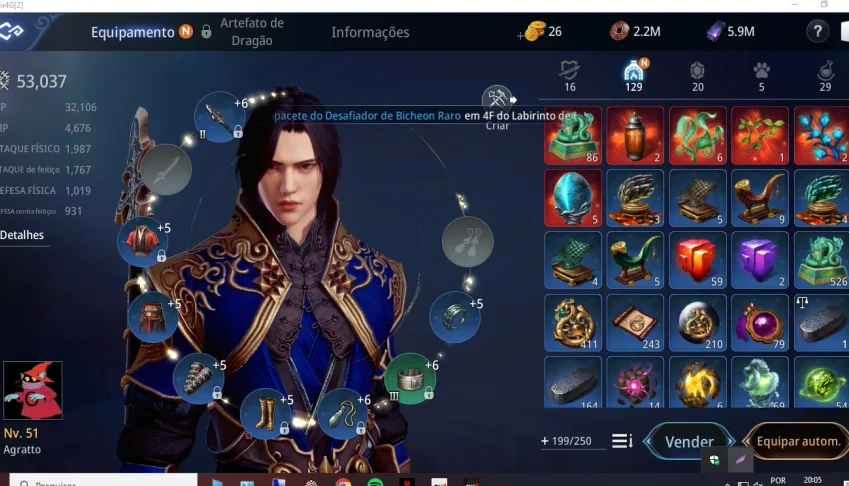Conta Mir4 Lanceiro Lvl 51 53Pp -  Servidor Sa2 -Sa051