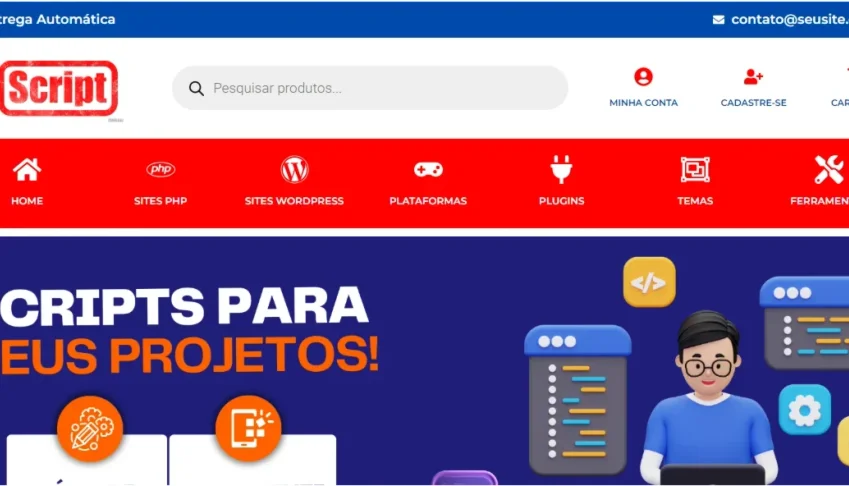Loja virtual de scripts e sites + 20 produtos inclusos 2025