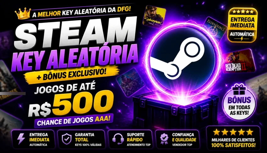 5 Steam Random Keys + BÔNUS | Até R$500 | Entrega Imediata