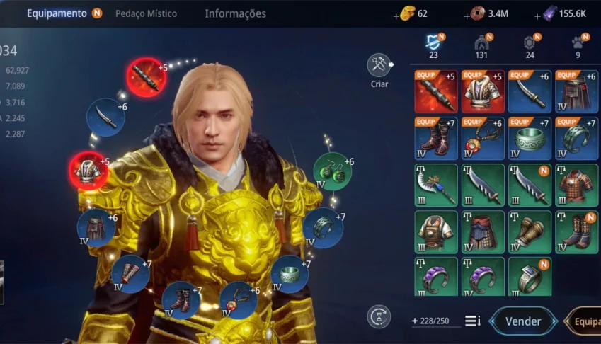 CONTA MIR4 - LVL81 - SA44 - GUERREIRO - 2 EQUIP EPICO
