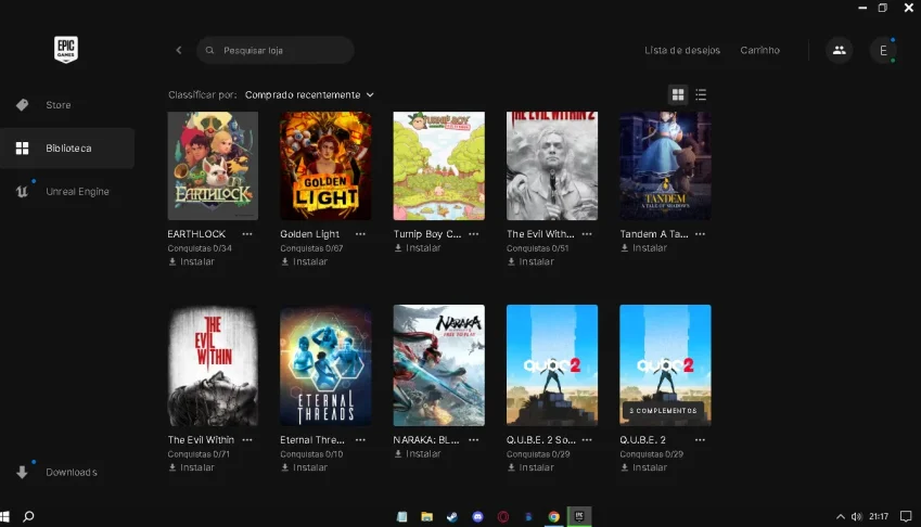 Conta da epic games com 126 jogos