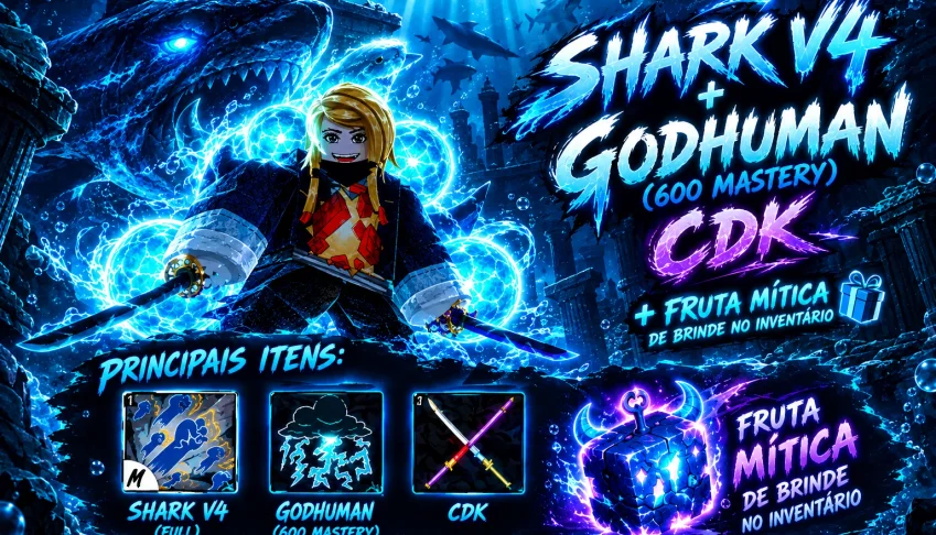 Conta Shark V4🦈+Gh 600 Maestria👊+CDK⚔️+Rumble⚡+brinde🎁