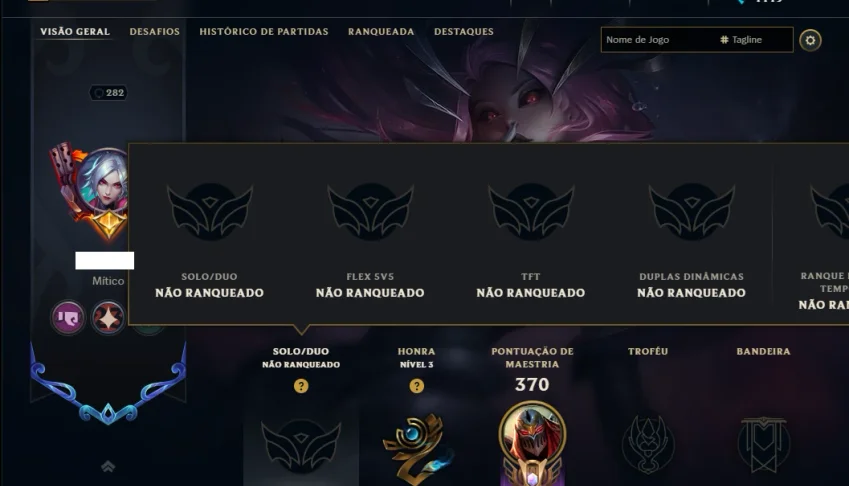 Unranked com 150 Champs e 135 Skins ( MID / JG / ADC )