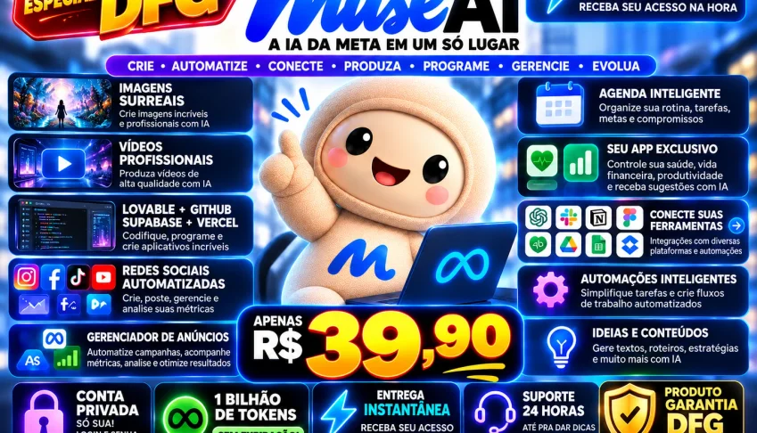 🚀 Muse Ai Dfg R$ 39,90 | 1 Bilhão De Tokens Sem Expiração ♾