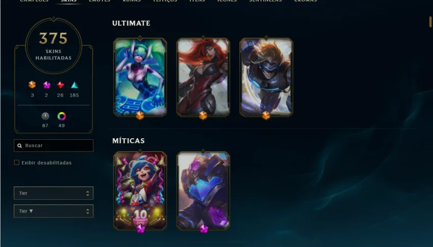 conta 375 skins todos champs/conta valorant com skins