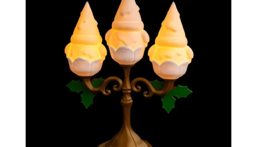 Luminária de Natal 3D Candelabro Triplo - 25cm
