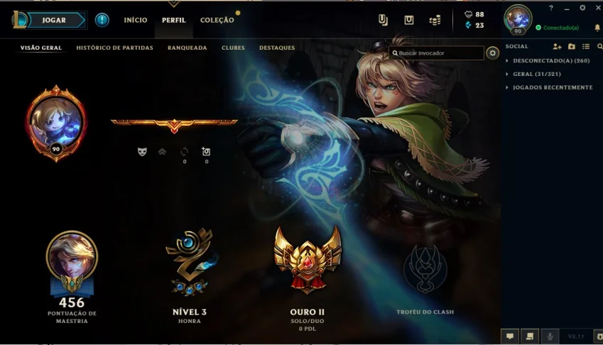 Vendo Conta Level 90 com 88 Skins e 127 Campeões