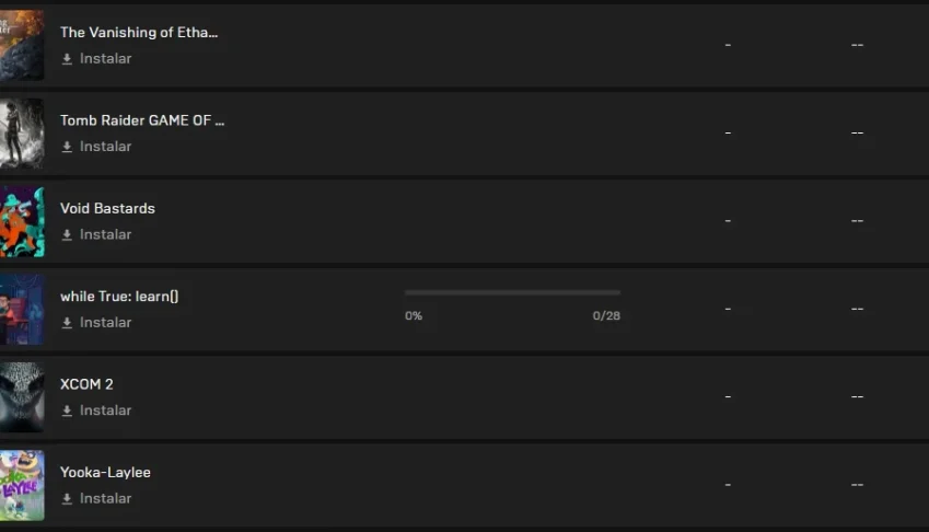 Conta nunca usada da Epic Games com 39 jogos