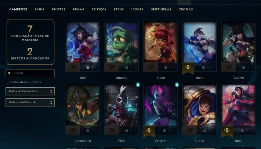 Conta LOL, LVL 42 com skins e RP