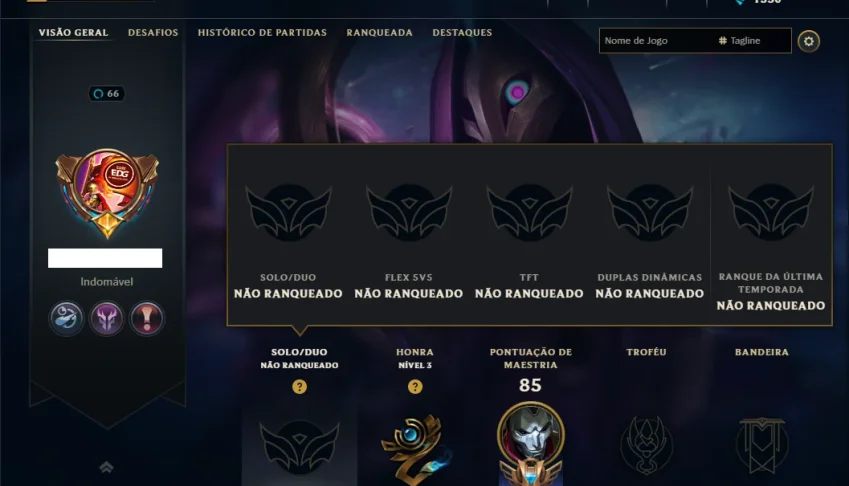 Unranked com 45 Champs e 8 Skins