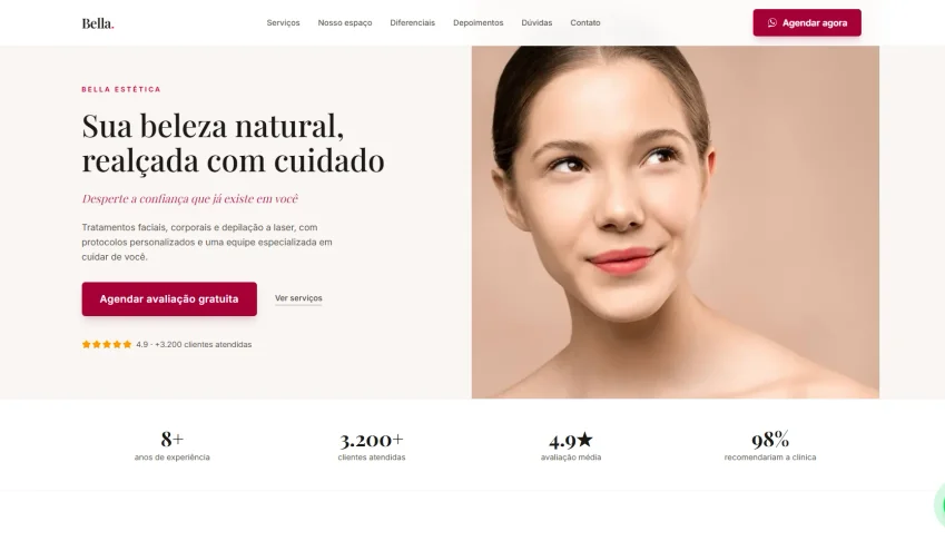 Landing page para clinicas de estética