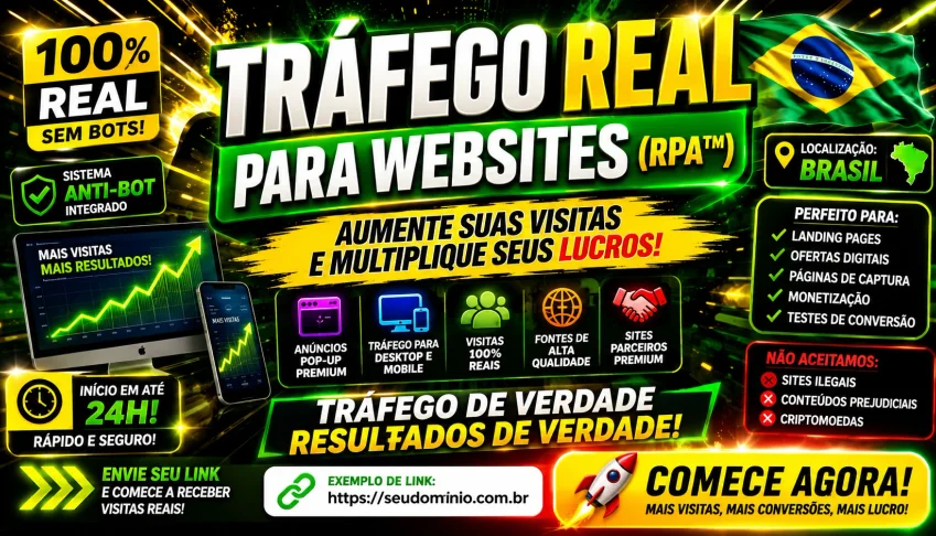 Tráfego 100% Real Para Websites (Organicos 100% Br)