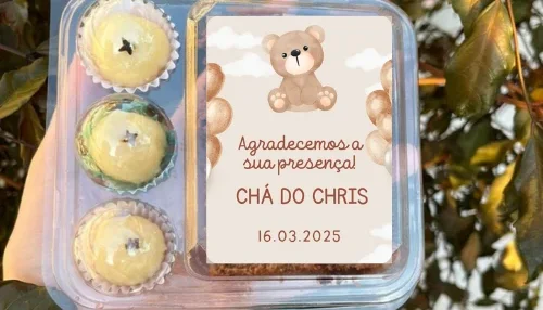 40 Adesivos Ursinho Chá de Bebê 6x9cm - Sem Recorte
