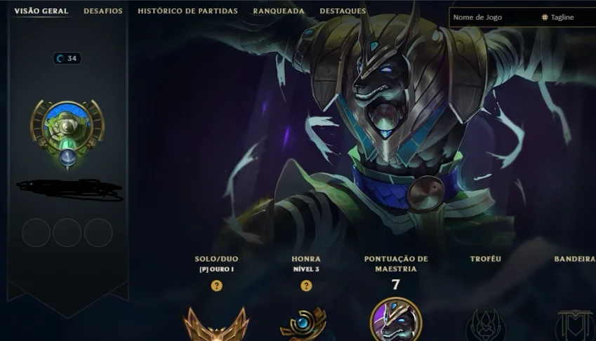 Conta Lol Ouro 1, Upada na Mão, 5.700 Essências Azuis Lvl34
