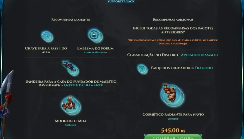 Ravendawn Diamond Supporter Pack - conta novíssima, zerada
