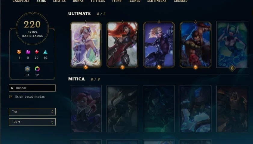 Conta League Of Legends 220 Skins Unico Dono