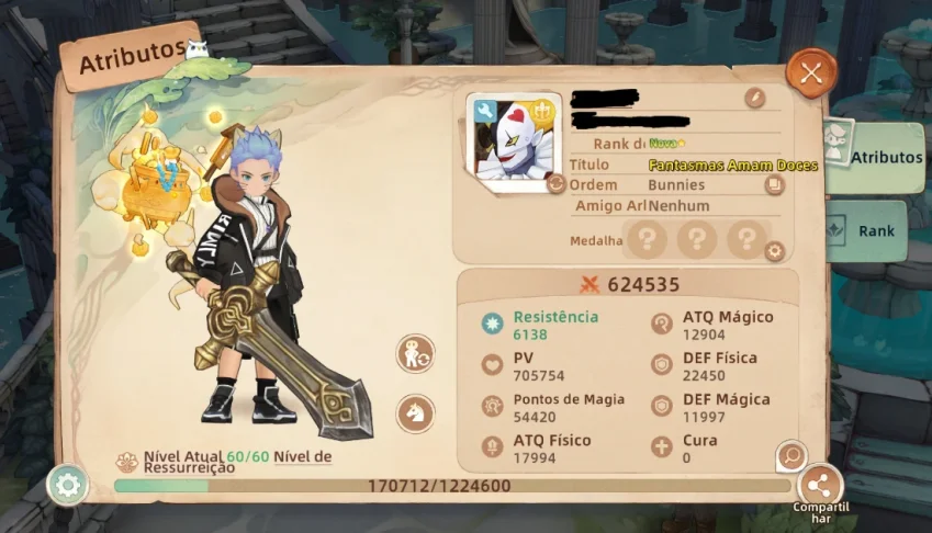 Conta no Tree Of Savior LEV 60
