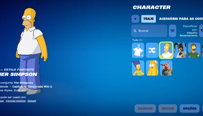 Conta Fortnite Simpsons 7 Skins