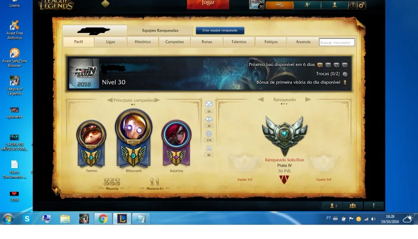conta de lol prata 4 80 champs com projeto ashe + de 15 skin