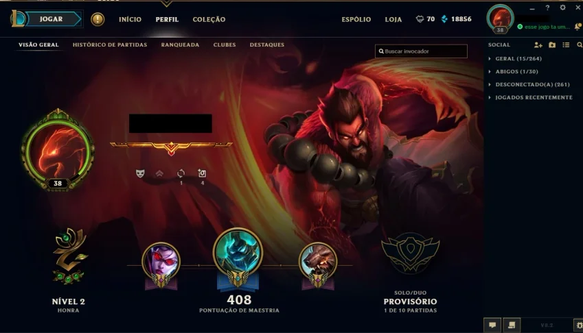 Conta League of Legends Unraked