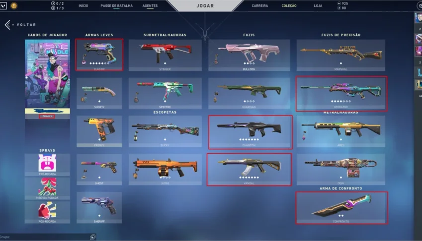 Conta Valorant  1200 Reais em skins por 900