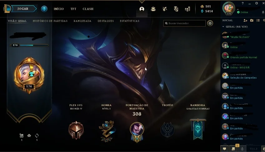Vendo conta de lol com 92 skins lv 176