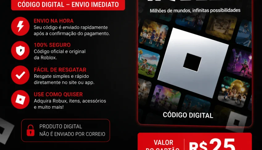 Gift Card Roblox R$25 Código Digital