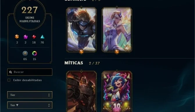 Conta League of Legends 227 Skins