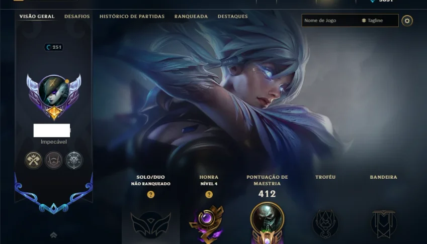 Unranked com 150 Champs e 161 Skins