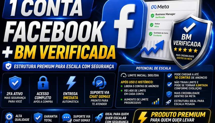 Conta Facebook+BM Verificada|2FA Ativo| Pronto pra anuciar