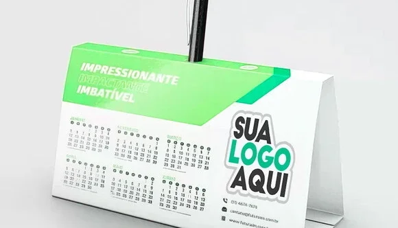 500 Calendários de Mesa 2027 com Porta-Caneta