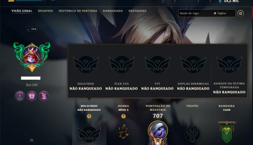 Unranked com TODOS os Champs e 132 Skins ( ADC / SUP )