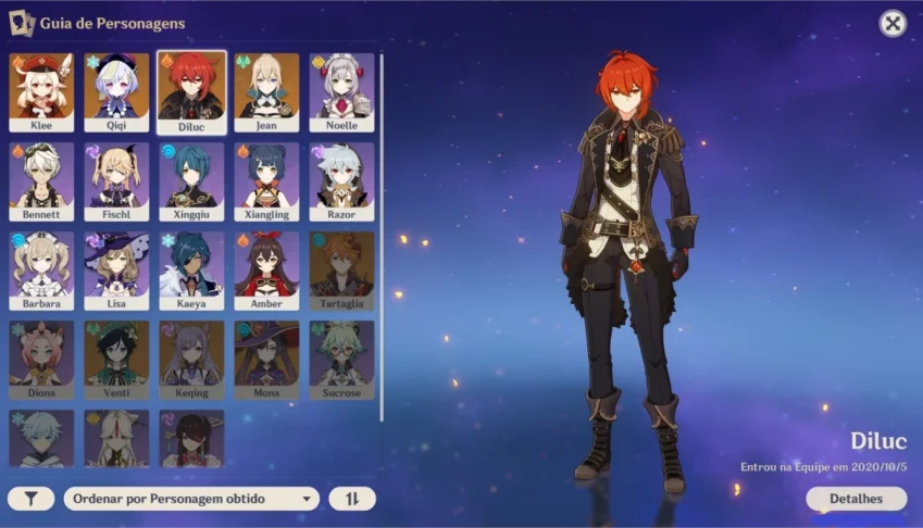 CONTA GENSHIN IMPACT // AR 28 // Personagens 5 estrelas